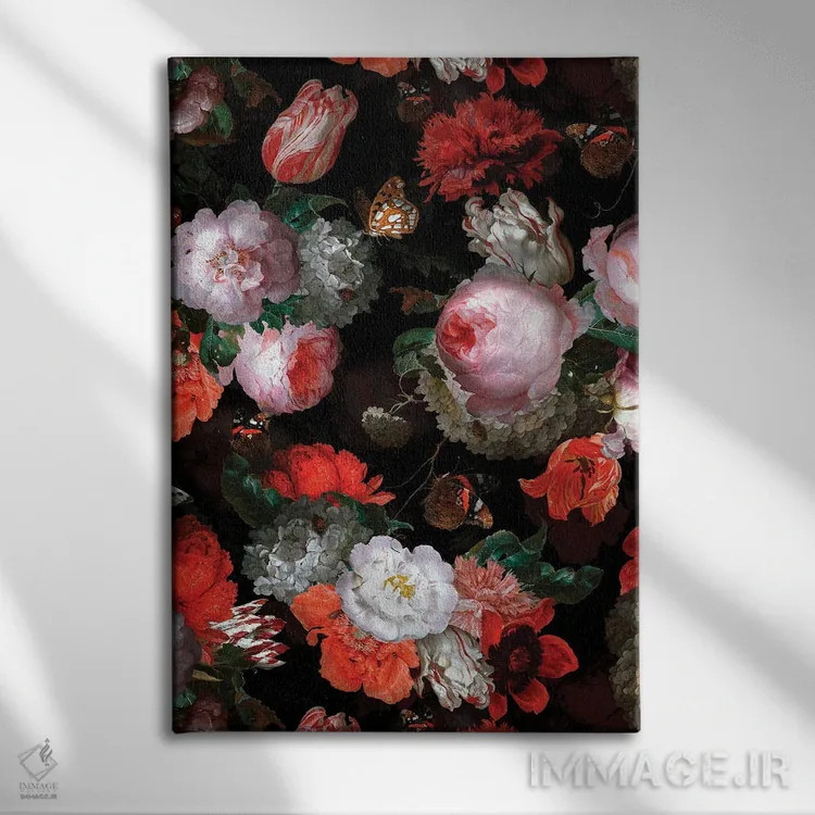 تابلو مدرن باغ گیاهی گل های سرسبز اثر قدیمی Jan Davidsz. De Heem - نمای روبهرو روی دیوار
