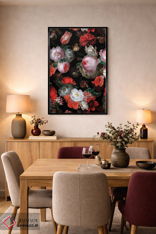 تابلو مدرن باغ گیاهی گل های سرسبز اثر قدیمی Jan Davidsz. De Heem - D5B