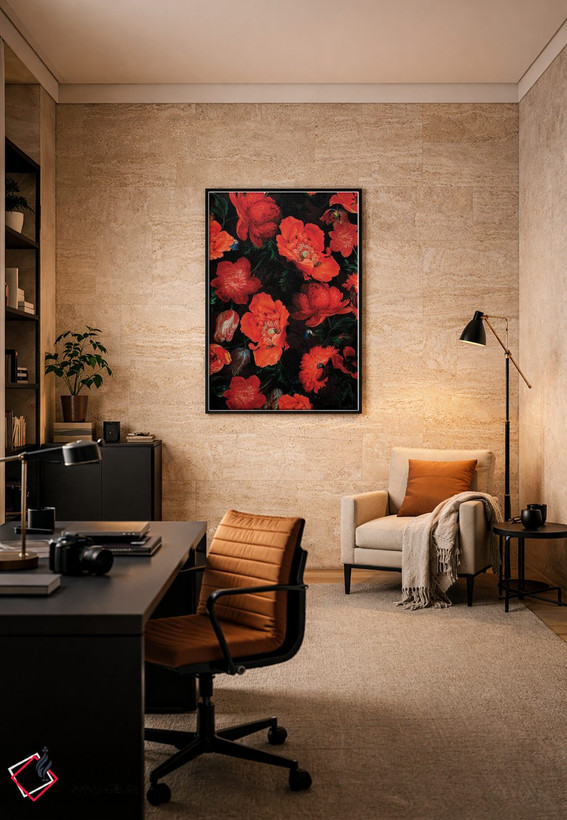 تابلو دکوراتیو باغ شقایق های سرسبز اثر قدیمی Jan Davidsz. De Heem - D6B