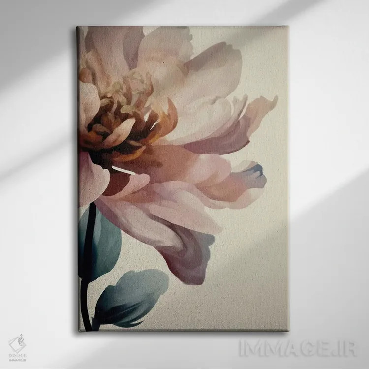 تابلو دکوراتیو گل دالیای انتزاعی صورتی اثر آرت - نمای روبهرو روی دیوار