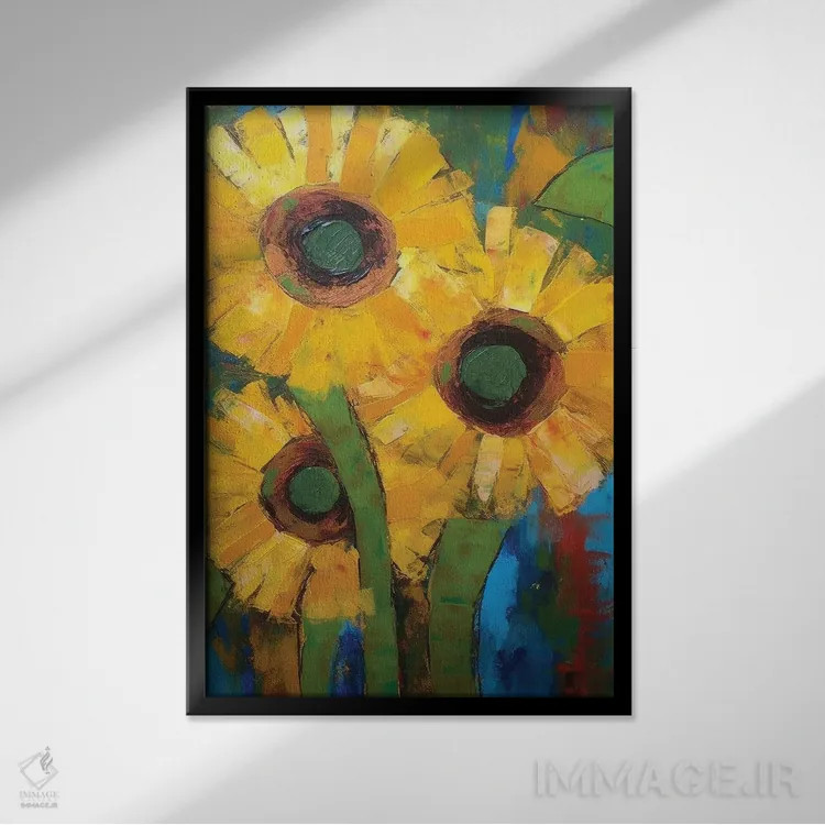تابلو انتزاعی مزارع طلایی اثر آرت - نمای قابدار مشکی
