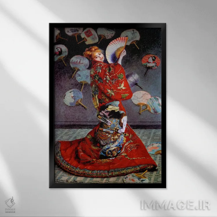 تابلو دکوراتیو مونه، لباس ژاپنی اثر کلکسیون اپل وینتج - نمای قابدار مشکی