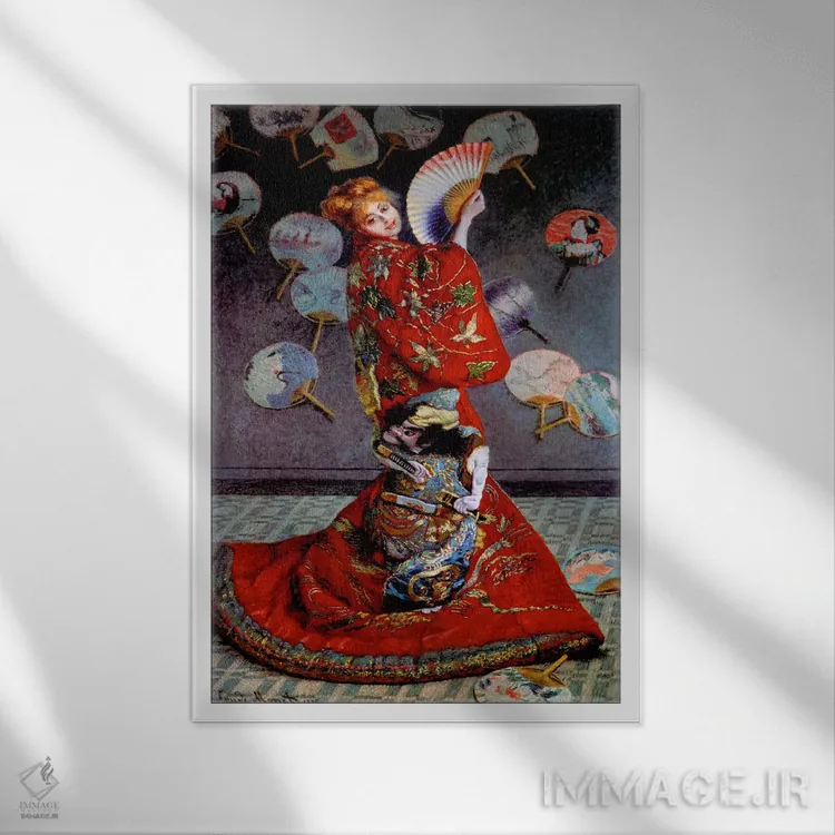 تابلو دکوراتیو مونه، لباس ژاپنی اثر کلکسیون اپل وینتج - نمای قابدار سفید