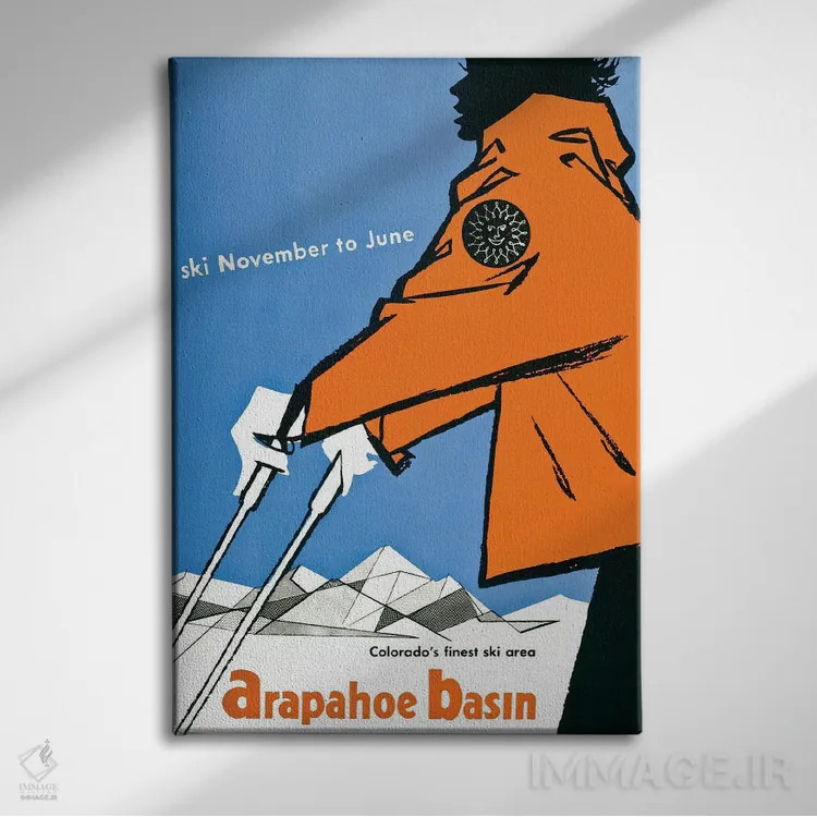 تابلو دکوراتیو اسکی آراپاهو بیسین کلرادو اثر کلکسیون اپل وینتج - نمای روبهرو روی دیوار