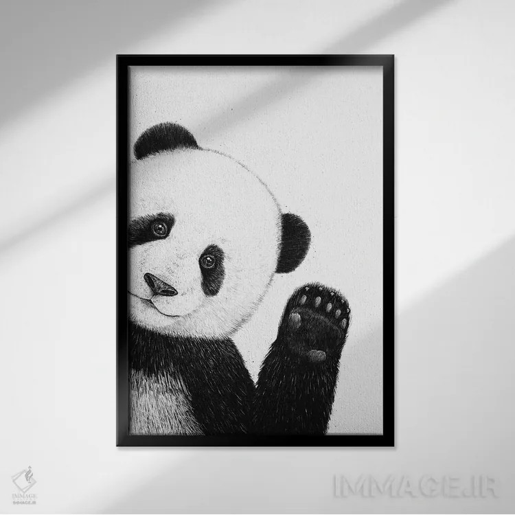 تابلو دکوراتیو پاندا اثر والریا کورنکوا - نمای قابدار مشکی