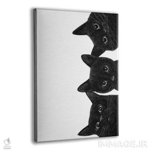 تابلو دکوراتیو سه گربه سیاه اثر والریا کورنکوا - نمای پرسپکتیو محصول