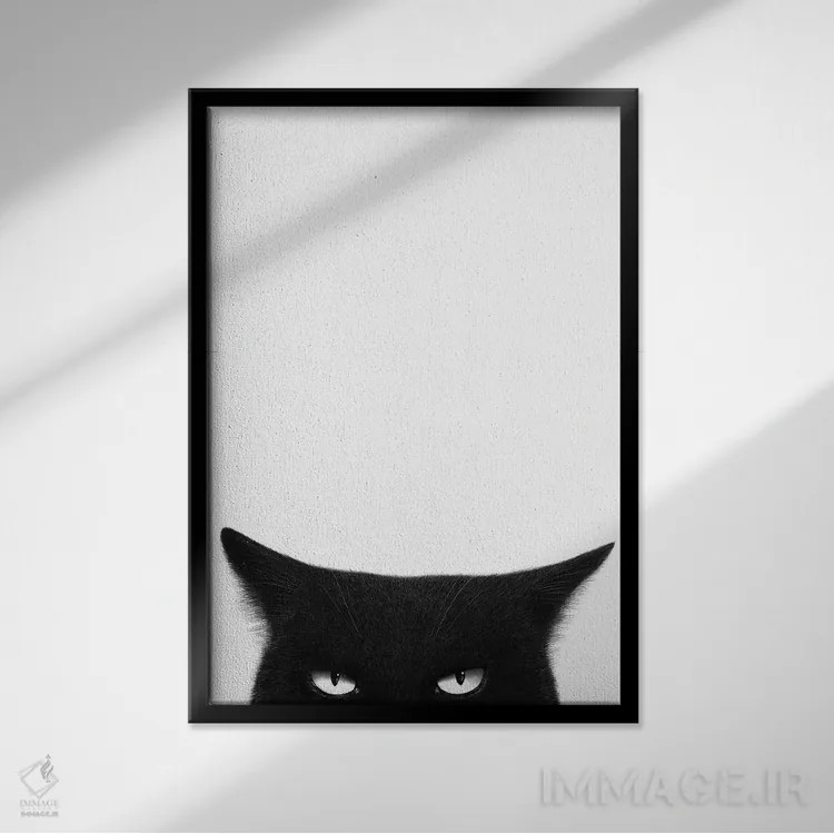 تابلو دکوراتیو گربه سیاه عصبانی اثر والریا کورنکوا - نمای قابدار مشکی