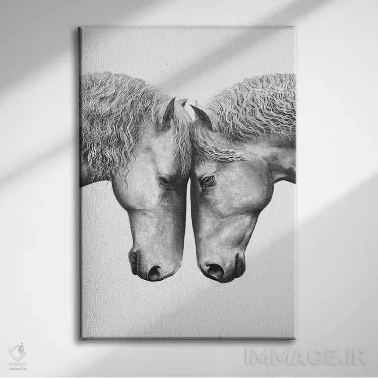 تابلو دکوراتیو عشق اسب ها اثر والریا کورنکوا - نمای روبهرو روی دیوار