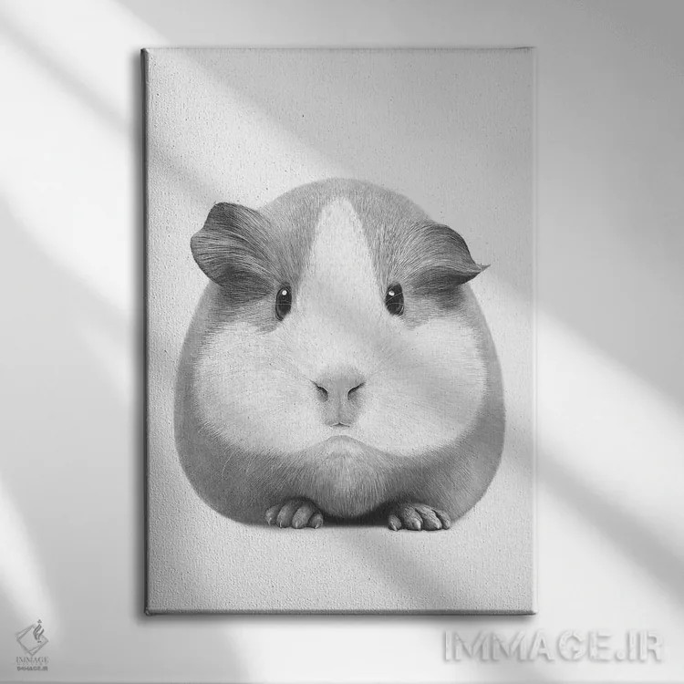 تابلو دکوراتیو خوکچه هندی دختر اثر والریا کورنکوا - نمای روبهرو روی دیوار