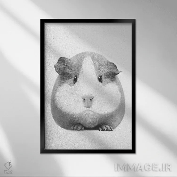 تابلو دکوراتیو خوکچه هندی دختر اثر والریا کورنکوا - نمای قابدار مشکی