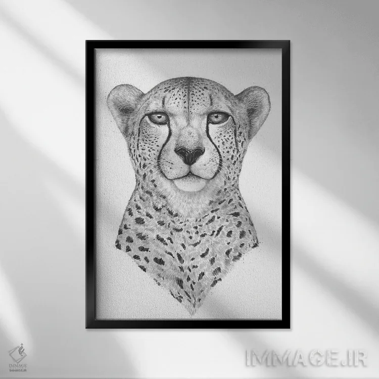 تابلو دکوراتیو یوزپلنگ اثر والریا کورنکوا - نمای قابدار مشکی