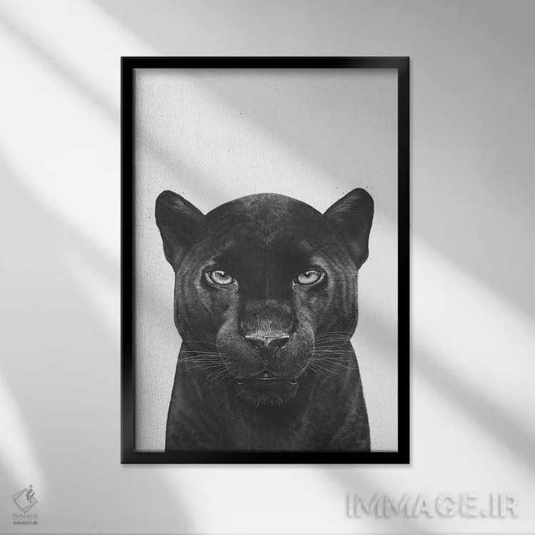تابلو دکوراتیو پلنگ اثر والریا کورنکوا - نمای قابدار مشکی