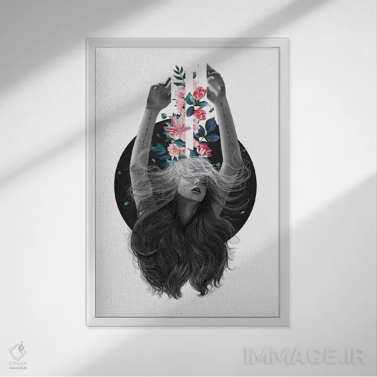 تابلو انتزاعی رویاهای شکوفا اثر والریا کورنکوا - نمای قابدار سفید
