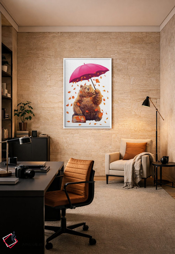 تابلو دکوراتیو خرس پاییزی اثر والریا کورنکوا - D6W