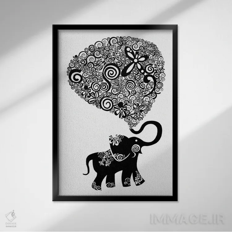 تابلو دکوراتیو فیل اثر والنتینا هارپر - نمای قابدار مشکی