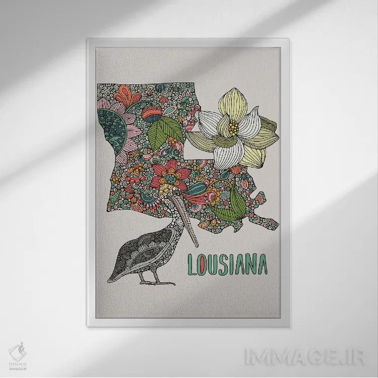 تابلو دکوراتیو لوئیزیانا اثر والنتینا هارپر - نمای قابدار سفید