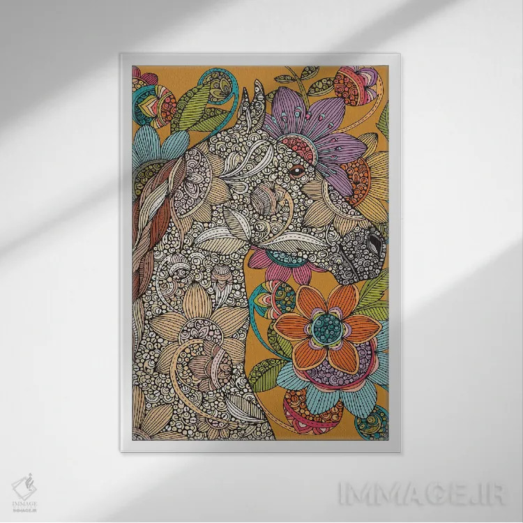تابلو دکوراتیو اسب اثر والنتینا هارپر - نمای قابدار سفید