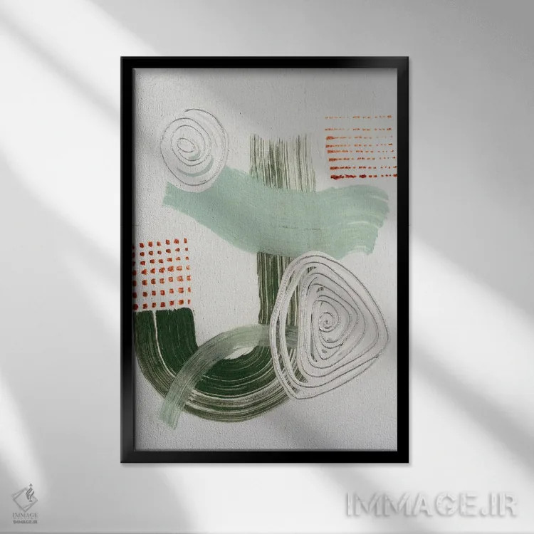 تابلو مینیمال ریتم یشم ۲ اثر وانا لم - نمای قابدار مشکی