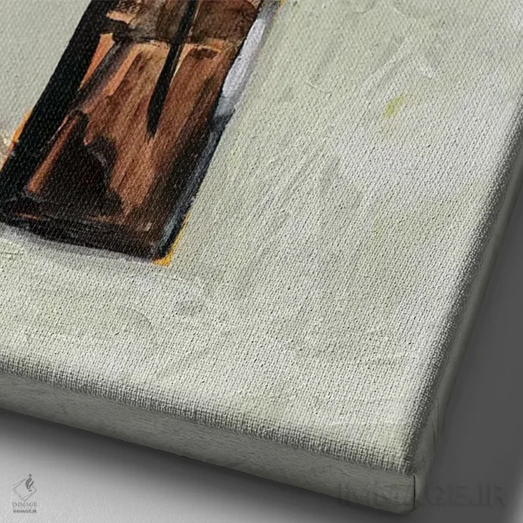 تابلو دکوراتیو گل های بطری کهربایی ۲ اثر ویکتوریا بورگز - نمای نزدیک بافت بوم