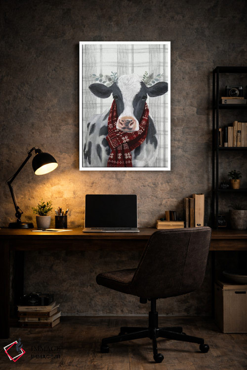 تابلو مدرن گاو کریسمسی ۱ اثر ویکتوریا بورگز - D6W
