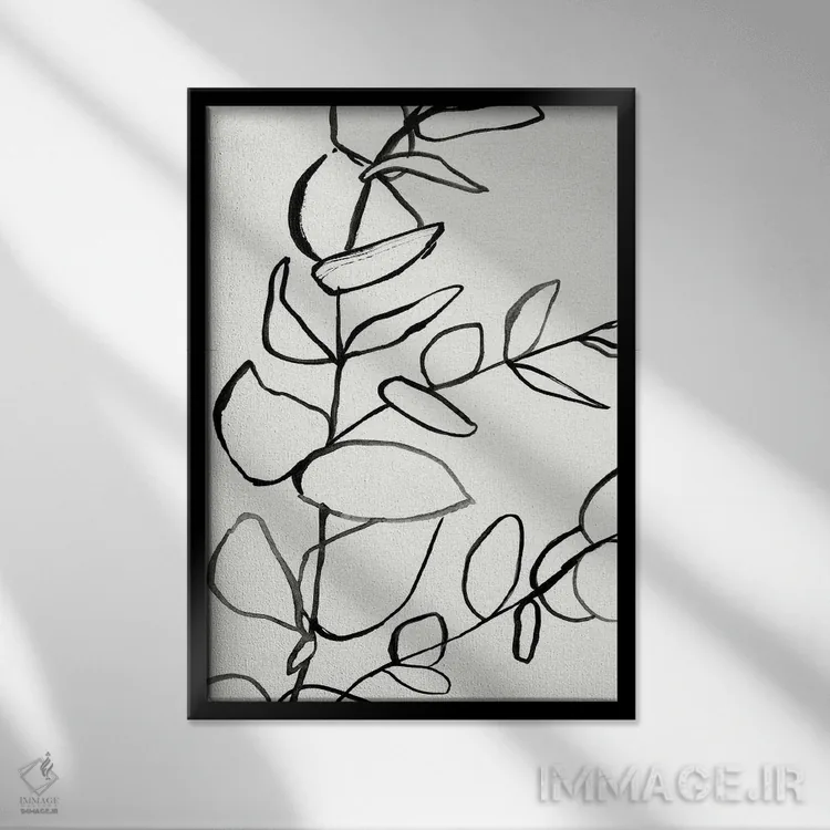 تابلو مینیمال طرح شاخه ۲ اثر ویکتوریا بارنز - نمای قابدار مشکی