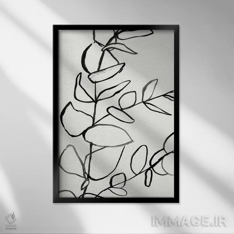 تابلو مینیمال طرح شاخه ۲ اثر ویکتوریا بارنز - نمای قابدار مشکی