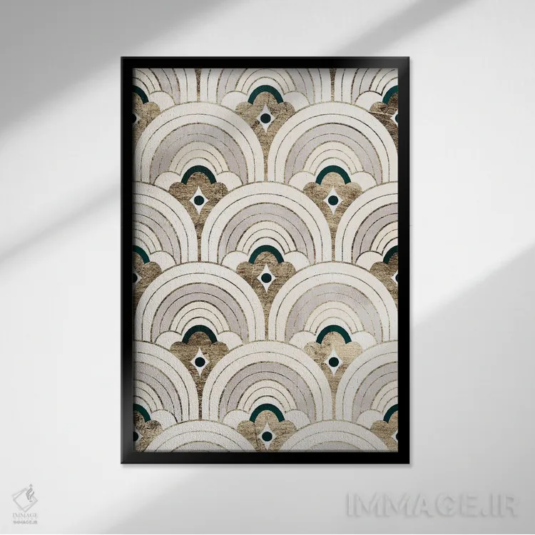 تابلو انتزاعی الگوهای دکو IV اثر ویکتوریا بارنز - نمای قابدار مشکی