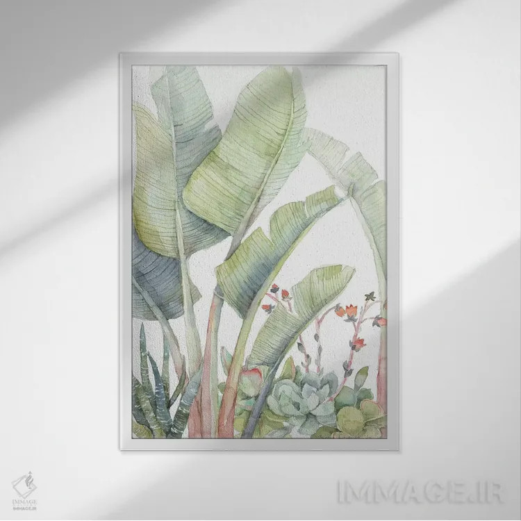 تابلو دکوراتیو دوستان گیاهان گرمسیری اثر ویولتا بویادزشیوا - نمای قابدار سفید