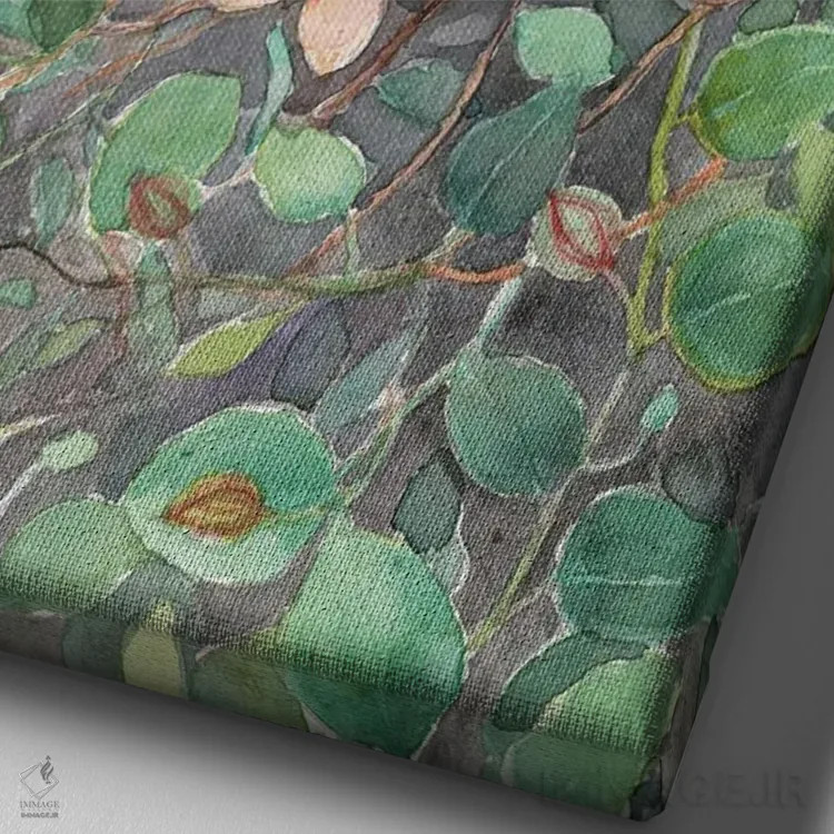 تابلو دکوراتیو Spring Bloom,کبوتران روی شاخه گل، شکوفه های بهاری اثر ویولتا بویادزشیوا - نمای نزدیک بافت بوم