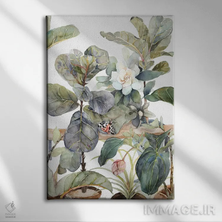 تابلو مدرن Medinilla, Gardenia, Indoor Plants, Illustration, Shades… اثر ویولتا بویادزشیوا - نمای روبهرو روی دیوار