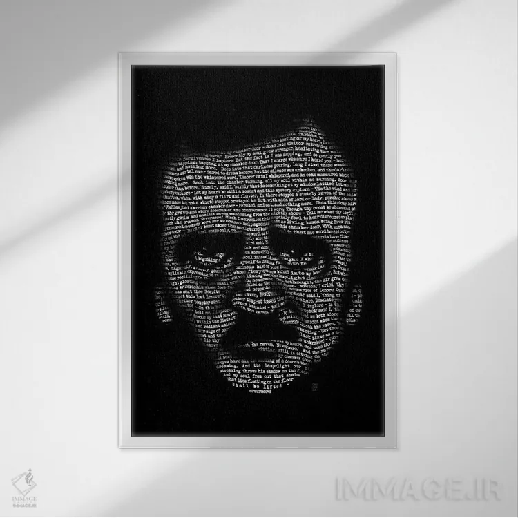 تابلو دکوراتیو ادگار آلن پو، هرگز دیگر اثر وینسنت کاروزا - نمای قابدار سفید