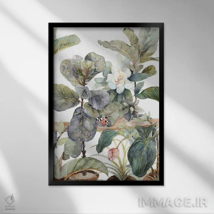 تابلو مدرن Medinilla, Gardenia, Indoor Plants, Illustration, Shades… اثر ویولتا بویادزشیوا - نمای قابدار مشکی
