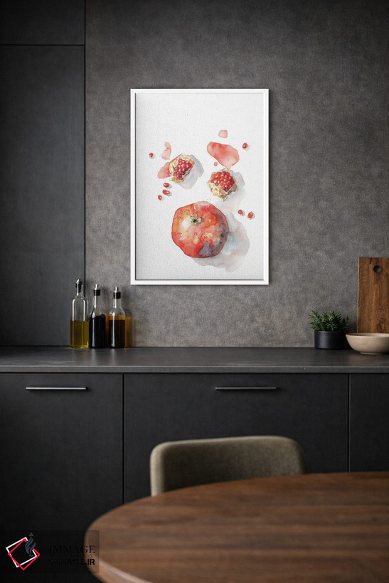 تابلو دکوراتیو Red Autumn Fruit, Cosy Watercolor,انار، میوه پاییزی ق… اثر ویولتا بویادزشیوا - D1W