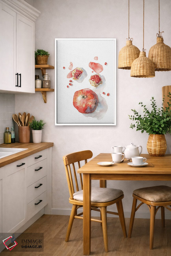 تابلو دکوراتیو Red Autumn Fruit, Cosy Watercolor,انار، میوه پاییزی ق… اثر ویولتا بویادزشیوا - D5W