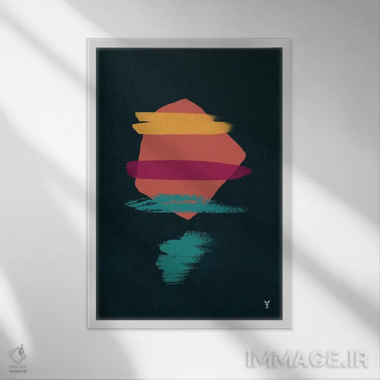 تابلو مینیمال بازتاب شب دوم اثر وان کردی - نمای قابدار سفید