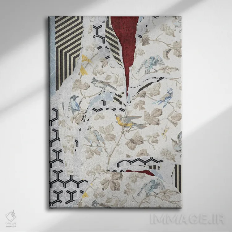 تابلو انتزاعی پاره شدن XII اثر والنتینا ایزاگیر - نمای روبهرو روی دیوار