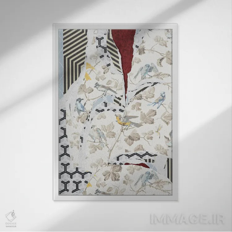 تابلو انتزاعی پاره شدن XII اثر والنتینا ایزاگیر - نمای قابدار سفید