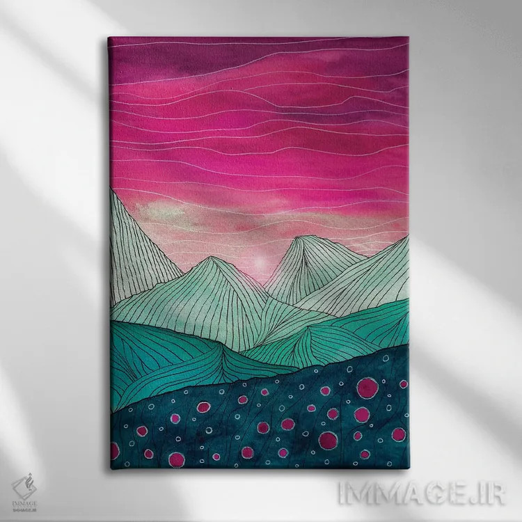 تابلو مینیمال خطوط در کوهستان XIV اثر ویویانا گونزالس - نمای روبهرو روی دیوار