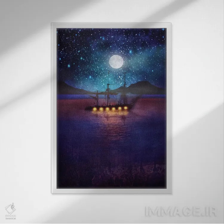 تابلو دکوراتیو نورها و آب ساکت اثر ویویانا گونزالس - نمای قابدار سفید