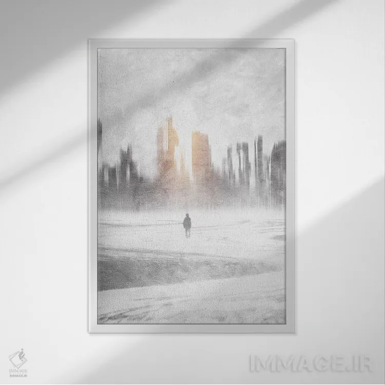 تابلو دکوراتیو امید خاکستری اثر ویویانا گونزالس - نمای قابدار سفید