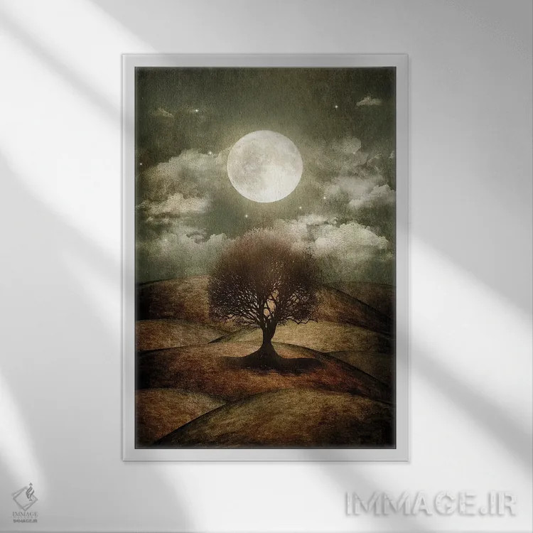 تابلو دکوراتیو روزی روزگاری... درخت تنها اثر ویویانا گونزالس - نمای قابدار سفید