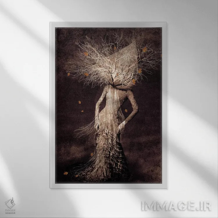 تابلو دکوراتیو پرتره تاریک در پاییز اثر ویویانا گونزالس - نمای قابدار سفید