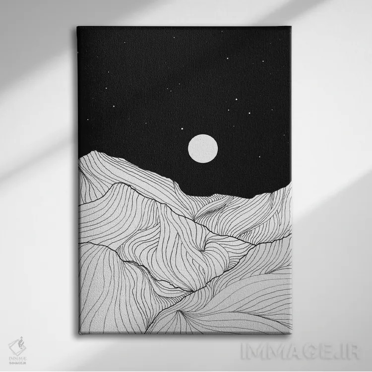 تابلو دکوراتیو خطوط در کوه ها II اثر ویویانا گونزالس - نمای روبهرو روی دیوار