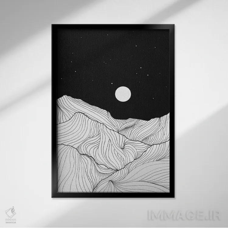 تابلو دکوراتیو خطوط در کوه ها II اثر ویویانا گونزالس - نمای قابدار مشکی