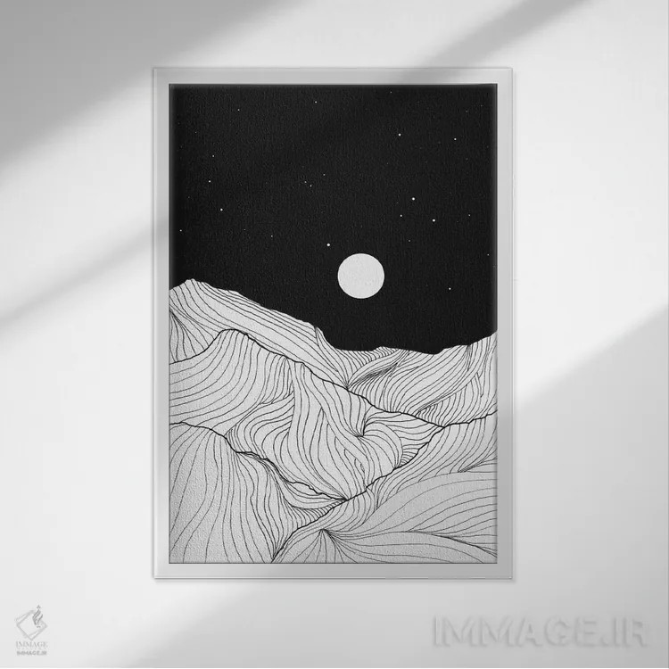 تابلو دکوراتیو خطوط در کوه ها II اثر ویویانا گونزالس - نمای قابدار سفید
