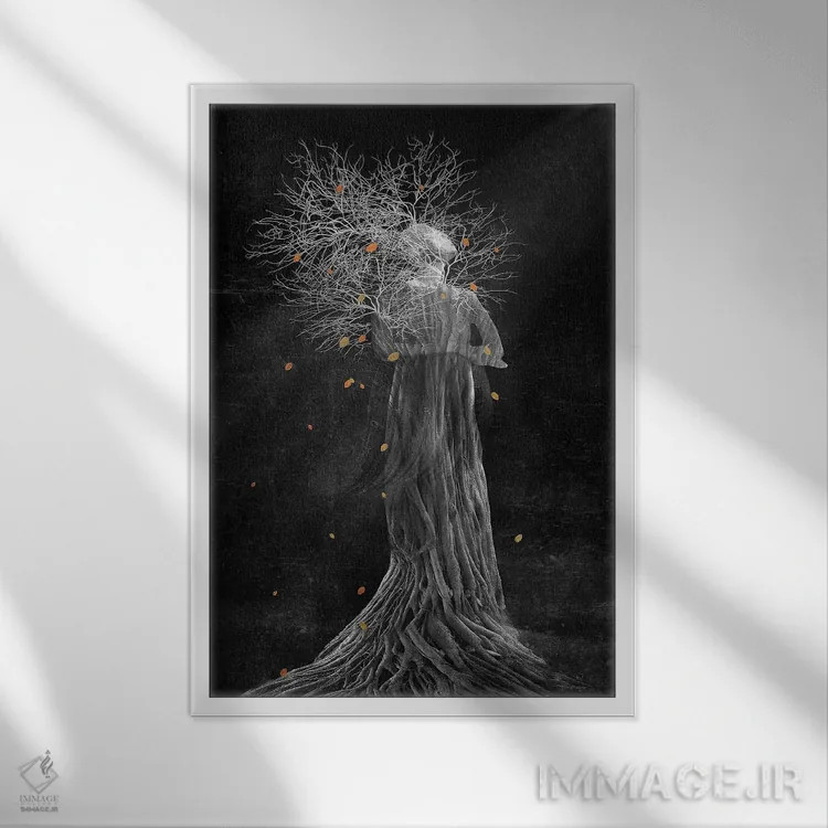 تابلو دکوراتیو پرتره تاریک در پاییز II اثر ویویانا گونزالس - نمای قابدار سفید
