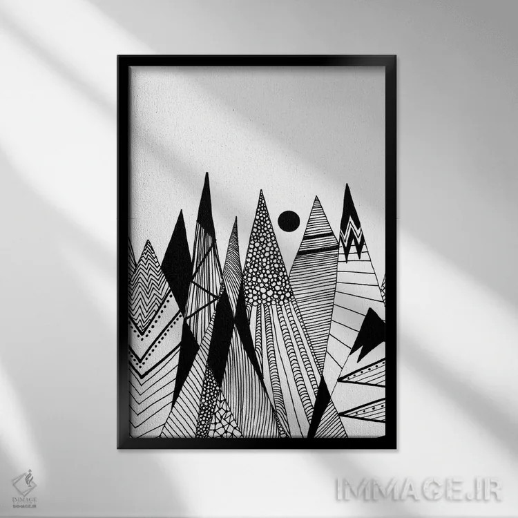 تابلو دکوراتیو الگوها در کوه ها II اثر ویویانا گونزالس - نمای قابدار مشکی