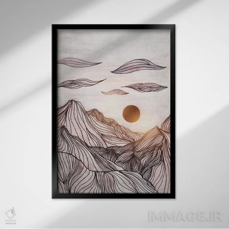 تابلو دکوراتیو خطوط در کوه ها I اثر ویویانا گونزالس - نمای قابدار مشکی