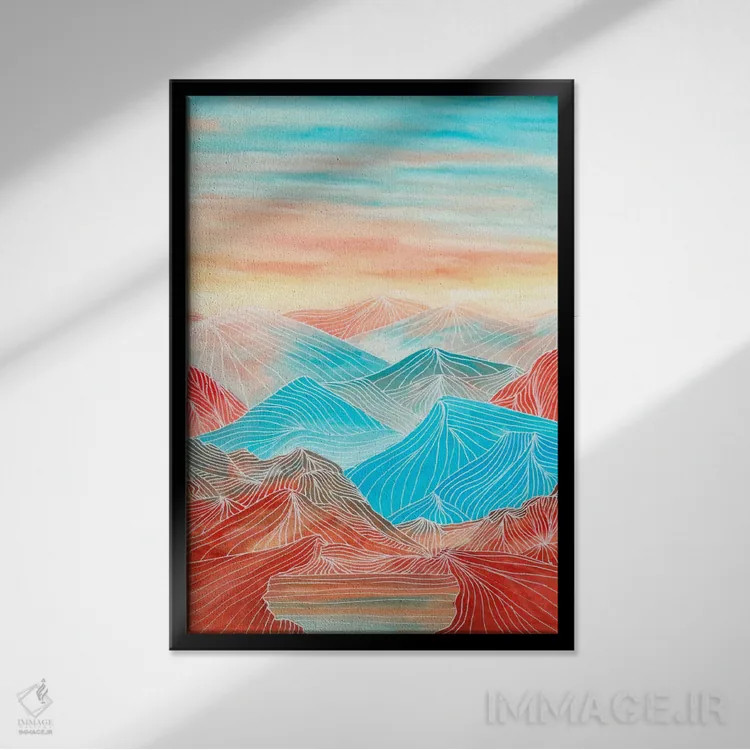 تابلو دکوراتیو خطوط در کوه ها XX اثر ویویانا گونزالس - نمای قابدار مشکی