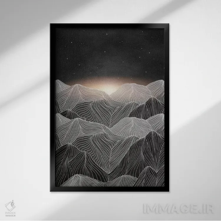 تابلو دکوراتیو خطوط در کوه ها XIX اثر ویویانا گونزالس - نمای قابدار مشکی